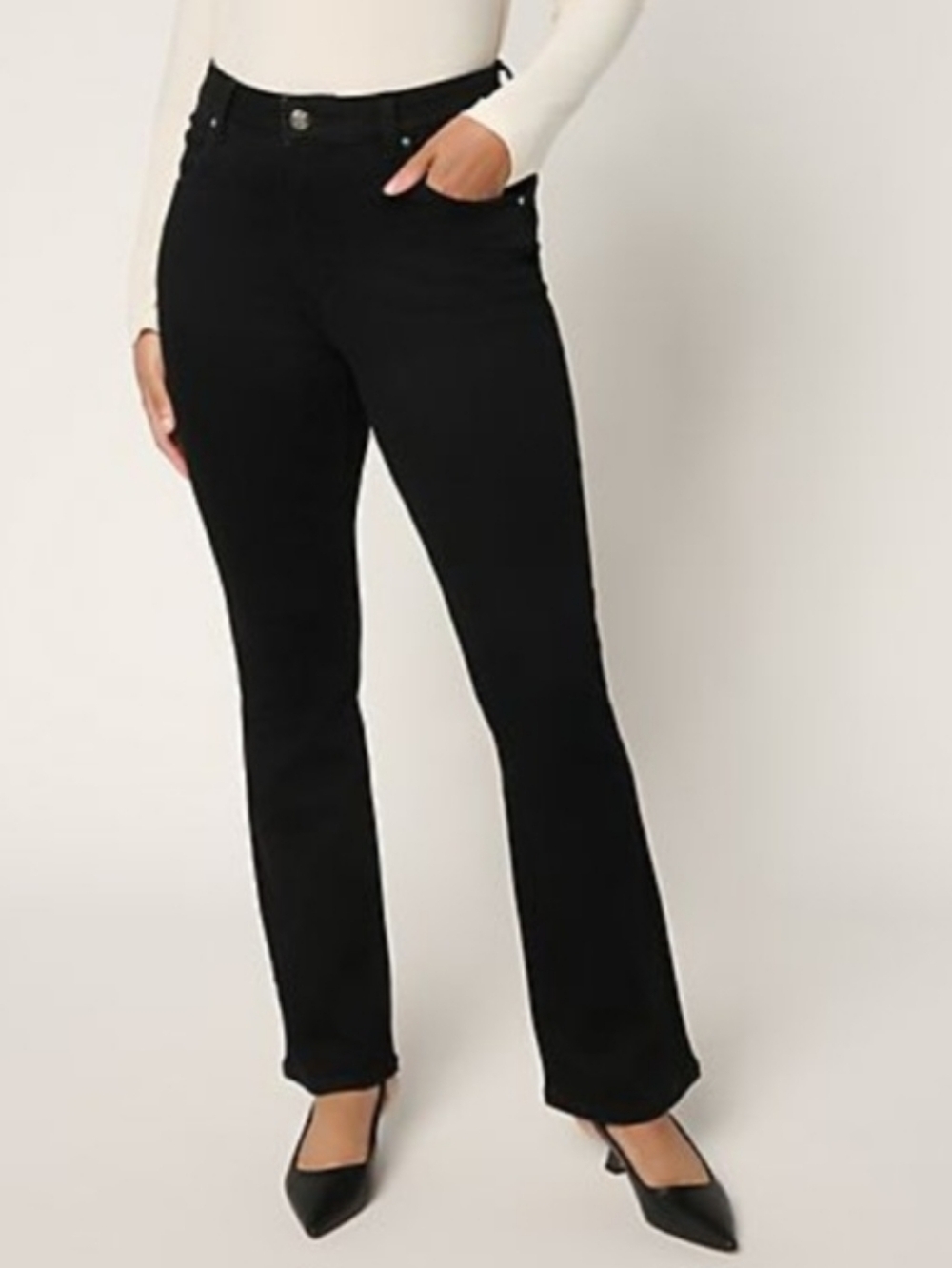 Women With Control Petite 4 Black Wash Contour Curves Denim Pant A702773 NWOT